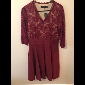 Homeyee Lace Flare Party Dress